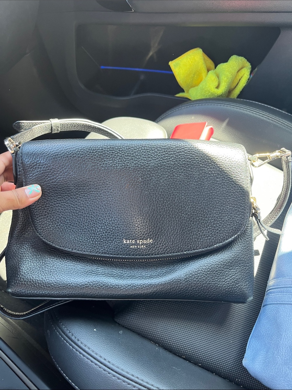 kate spade Black Pebbled Leather Crossbody with Gold-Tone Hardware